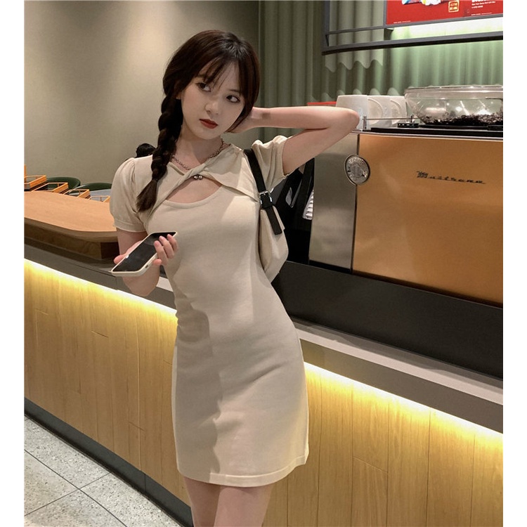 COZOK Đầm Tay Ngắn Dáng Ôm Kiểu Đơn Giản Hợp Thời Trang Quyến Rũ