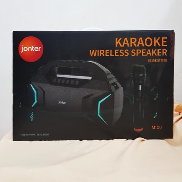 Loa Bluetooth Karaoke cao cấp Jonter M100 Chất âm cực hay, công suất 40W, pin 4000mAh sử dụng trong 12h (Đen) + Tặng kèm