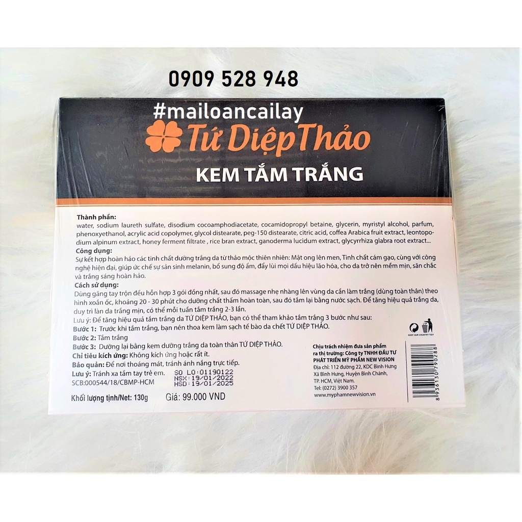 Kem Tắm Trắng Tứ Diệp Thảo