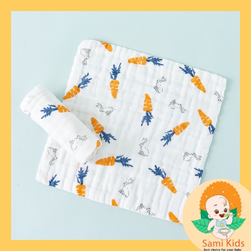 Khăn sữa cho bé loại 6 lớp 100% cotton, khăn xô sữa cho bé sơ sinh, trẻ ăn dặm SAMI KIDS