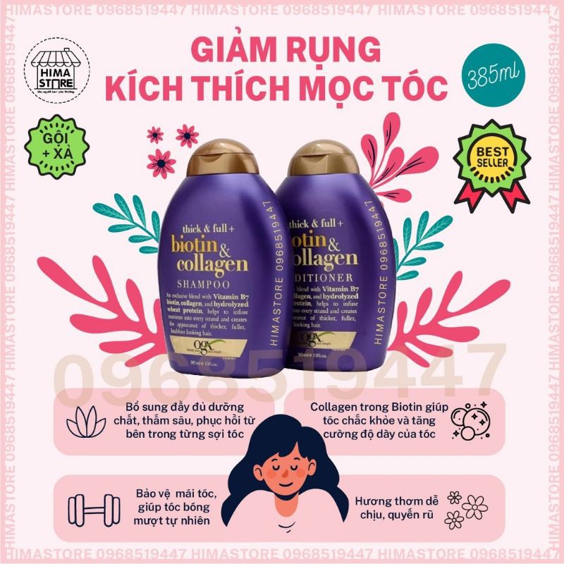 Dầu gội, dầu xả trà xanh biotin ngăn ngừa giảm rụng tóc