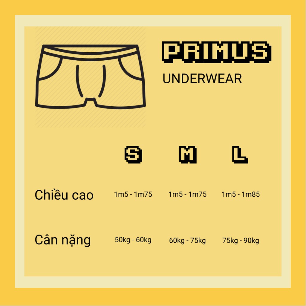 Quần lót nam boxer (Sip đùi) Primus trắng