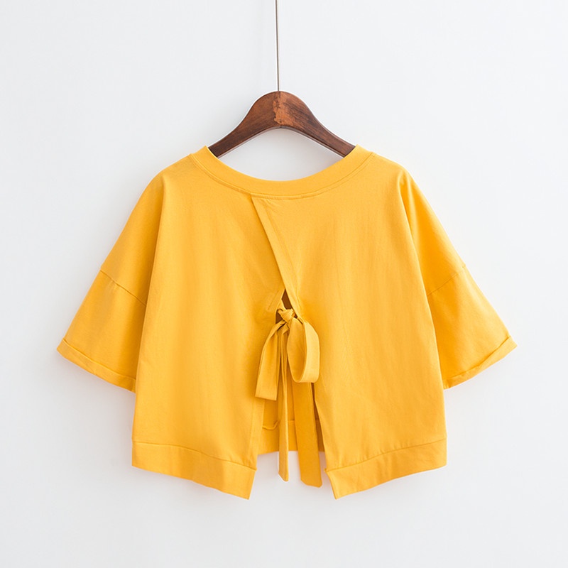 Áo Thun Crop Top Ba Màu Trắng Đen Vàng Thời Trang Hàn Quốc Mới 2022