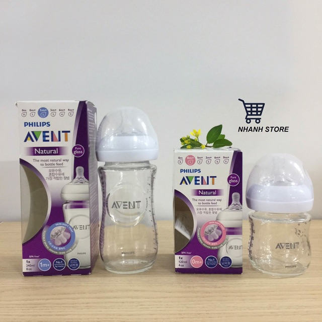 Bình Sữa Thủy Tinh Philips Avent Natural 120-240 ml