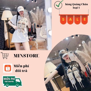 Áo phông gucci đôi giày thắt dây unisex - Áo thun suông phong cách vintage màu ĐEN | NÂU | TRẮNG cá tính HOT