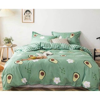 Bộ chăn ga gối cotton poly quả bơ caro