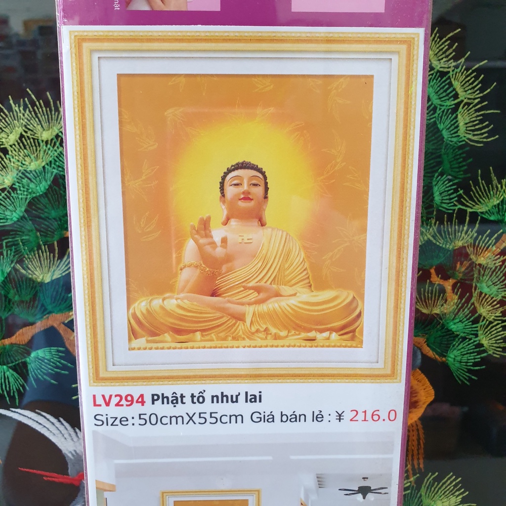 Tranh Đính Đá PHẬT TỔ (ĐÁ ABC CAO CẤP). Kích Thước: 55cm x 50cm