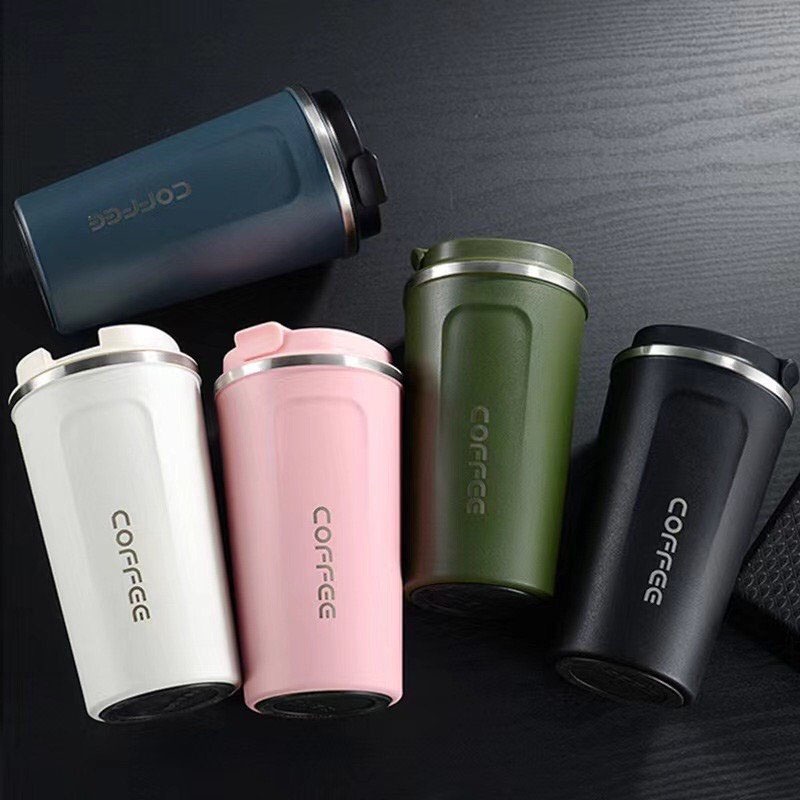 Ly giữ nhiệt Coffee inox 304 chống tràn cốc uống cafe đựng nước lạnh nóng dung tích 510ml, 450ml kiểu dáng châu âu