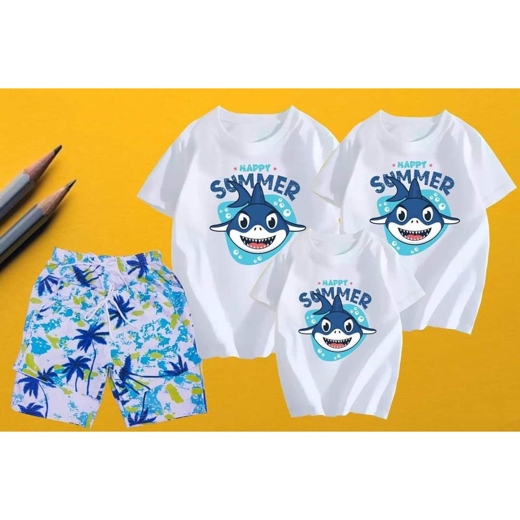 Bộ quần áo  Happy summer cá mập dễ thương