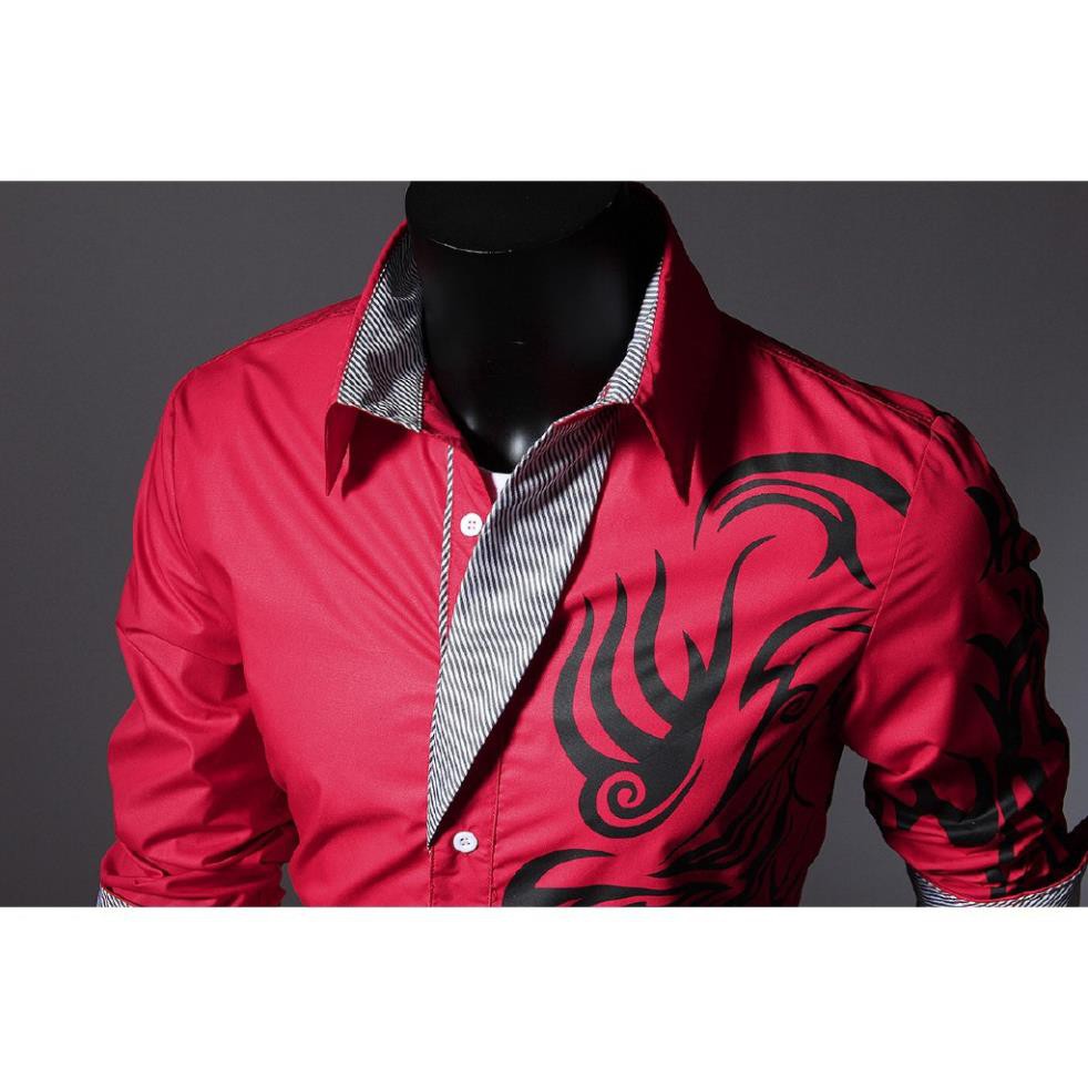 Áo Sơ Mi Nam Tay Dài In Hình Rồng Cá Tính | BigBuy360 - bigbuy360.vn