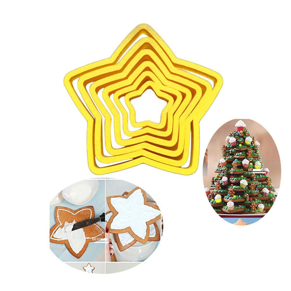 IVORY Set 6 Khuôn Cắt Tạo Hình Cây Thông 3D Trang Trí Bánh