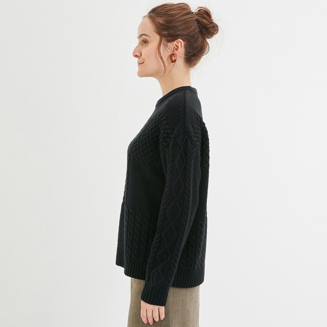 Áo len vặn thừng siêu dày siêu ấm GU JN+E 318580 - Chính hãng