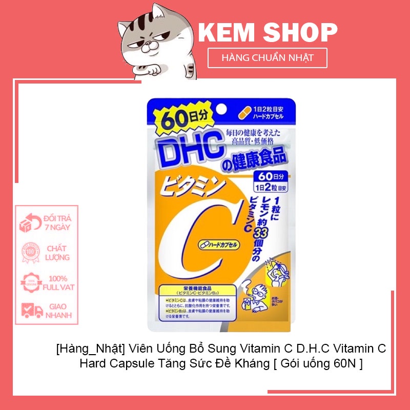 [Hàng_Nhật]  Viên Uống Bổ Sung Vitamin C D.H.C Vitamin C Hard Capsule Tăng Sức Đề Kháng [ Gói uống 60N ]