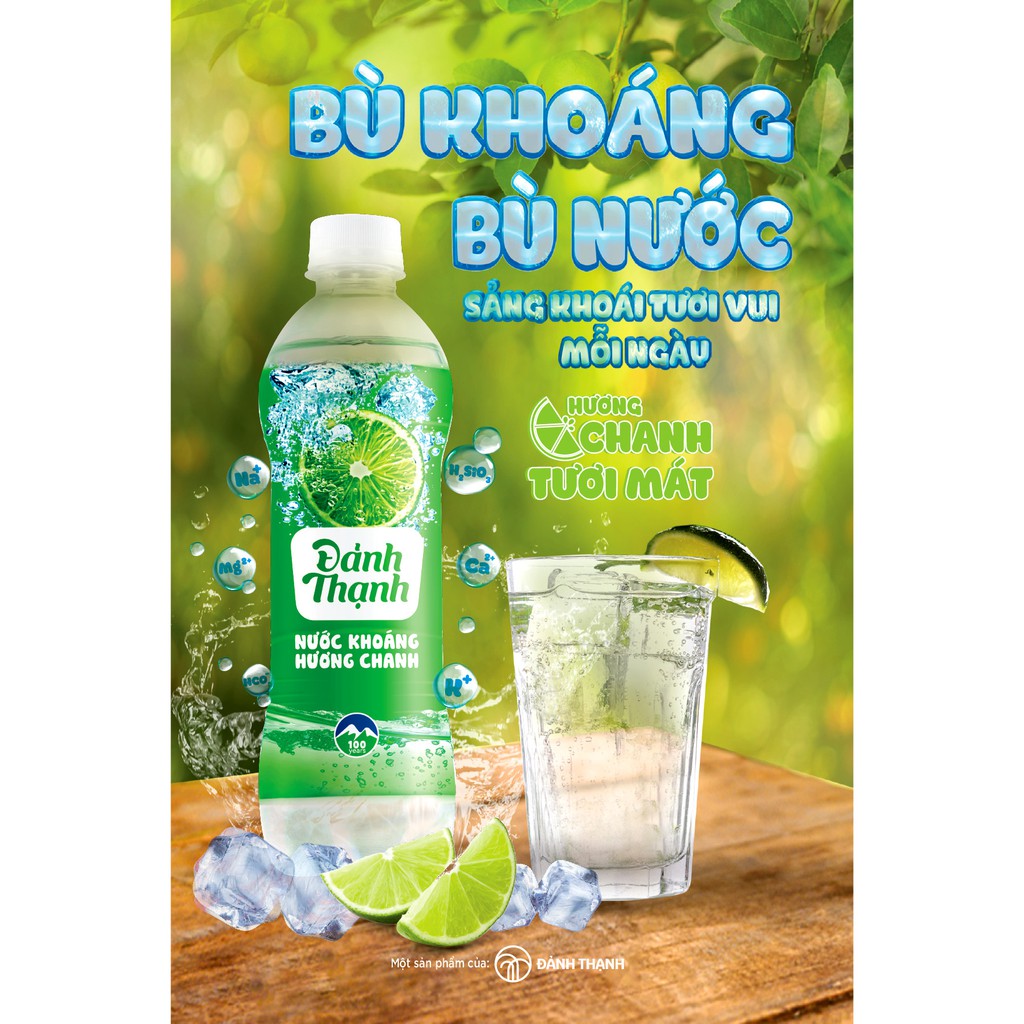 Thùng 24 chai Đảnh Thạnh Nước Khoáng Thiên Nhiên Có Ga Khoáng Chanh 430ml (Đảnh Thạnh Ngọt)