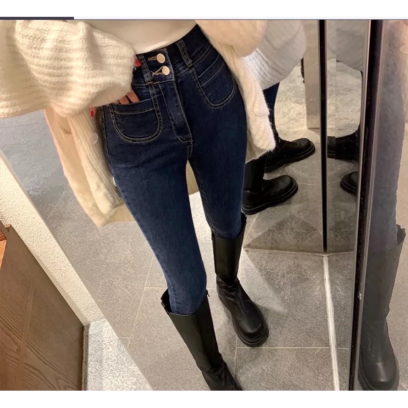 Quần Jean Ôm Nữ TOPSHOP Skinny co dãn Quảng Châu hai nút túi tròn