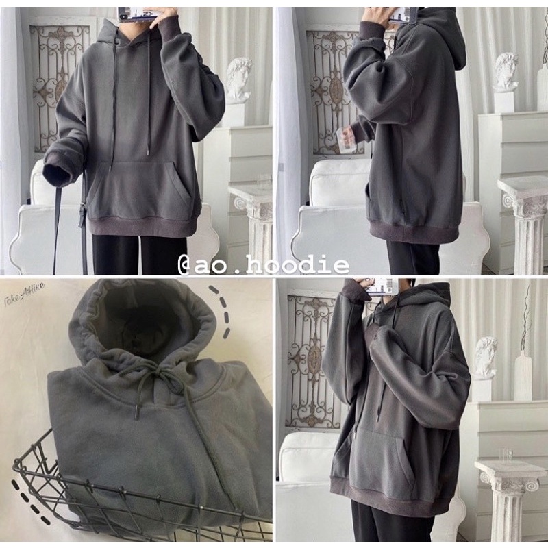 (Có sẵn) HOODIE TRƠN XÁM THAN - VIDEO THẬT