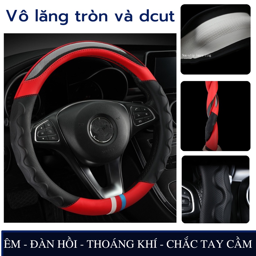 Bọc vô lăng tròn và dcut da vân sợi cacbon Vân Rồng cao cấp chính hãng êm-đàn hồi tốt-thấm hút mồ hồi,vân nổi