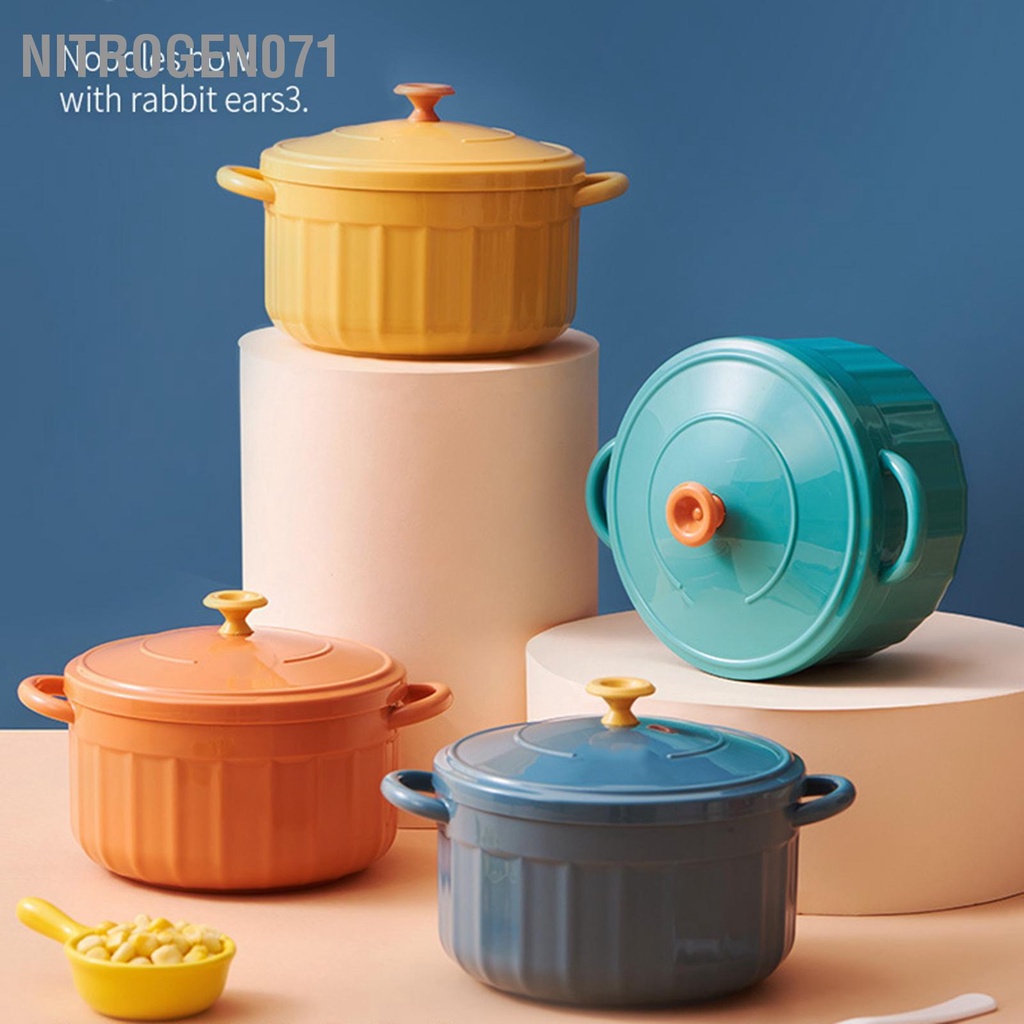 Nitrogen071 Tô úp mì inox, 2 lớp giữ nhiệt có nắp đủ màu - Binaural Bát Nhà Ký túc xá Sinh viên Có mái che lớn