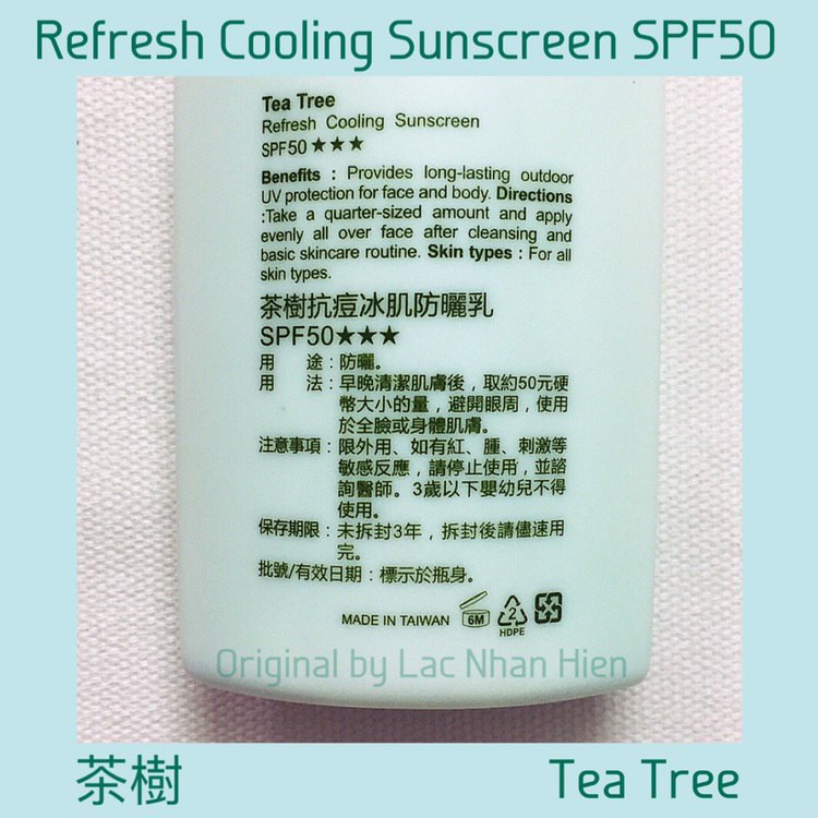 [Bill Đài] KEM CHỐNG NẮNG NARUKO TRÀM TRÀ LÀM MÁT DA ❤ NARUKO TEA TREE REFRESH COOLING SUNSCREEN SPF50