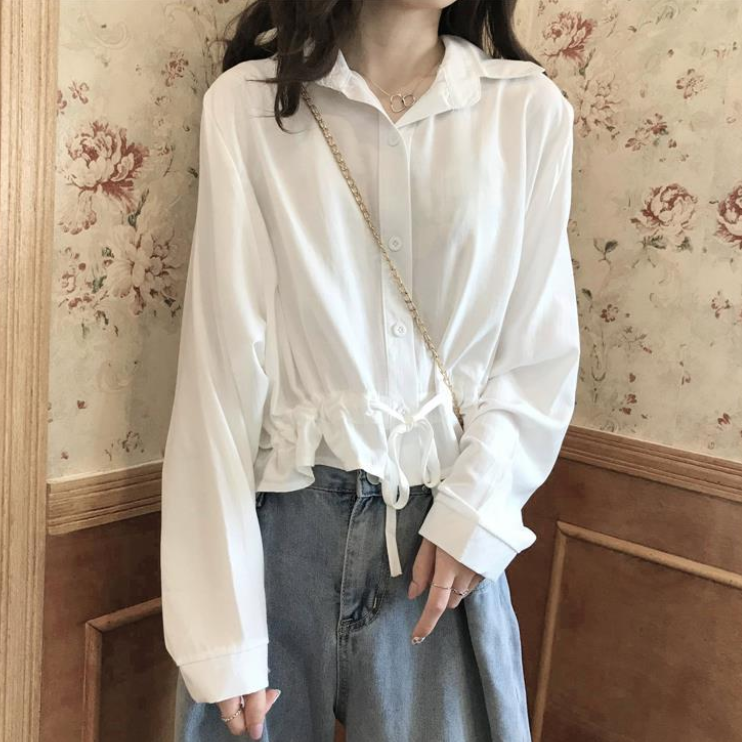 Áo Sơ Mi Nữ Tay Dài Dáng Rộng Màu Trơn Thời Trang