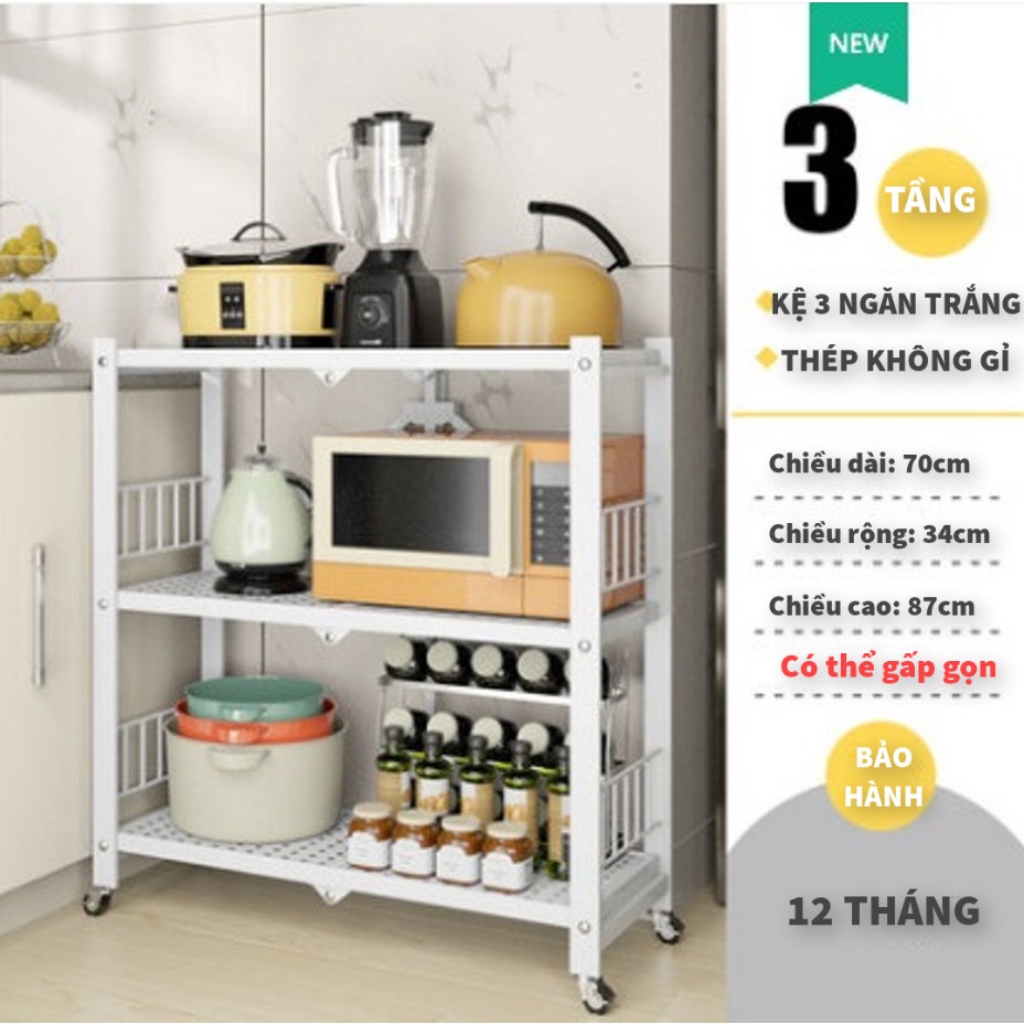 Kệ sắt để đồ đa năng gấp gọn có bánh xe, kệ gia dụng-Bảo hành 12 tháng