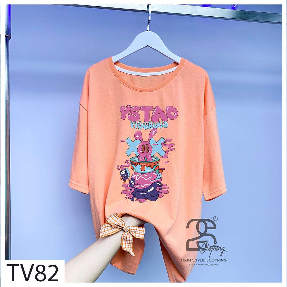 Áo Oversize 2s Clothing Áo Form Rộng Thun Nam Basic Streetwear Cotton Oversize Giá Rẻ In Bad Rabbit TV82 | BigBuy360 - bigbuy360.vn