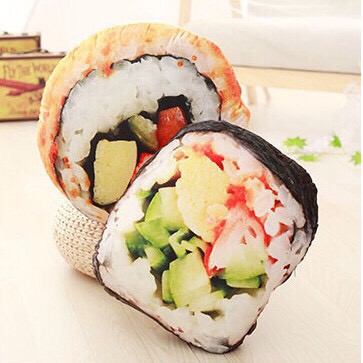 Gối ôm 3D hình miếng Sushi_gấu bông, quà tặng thú nhồi bông đồ ăn