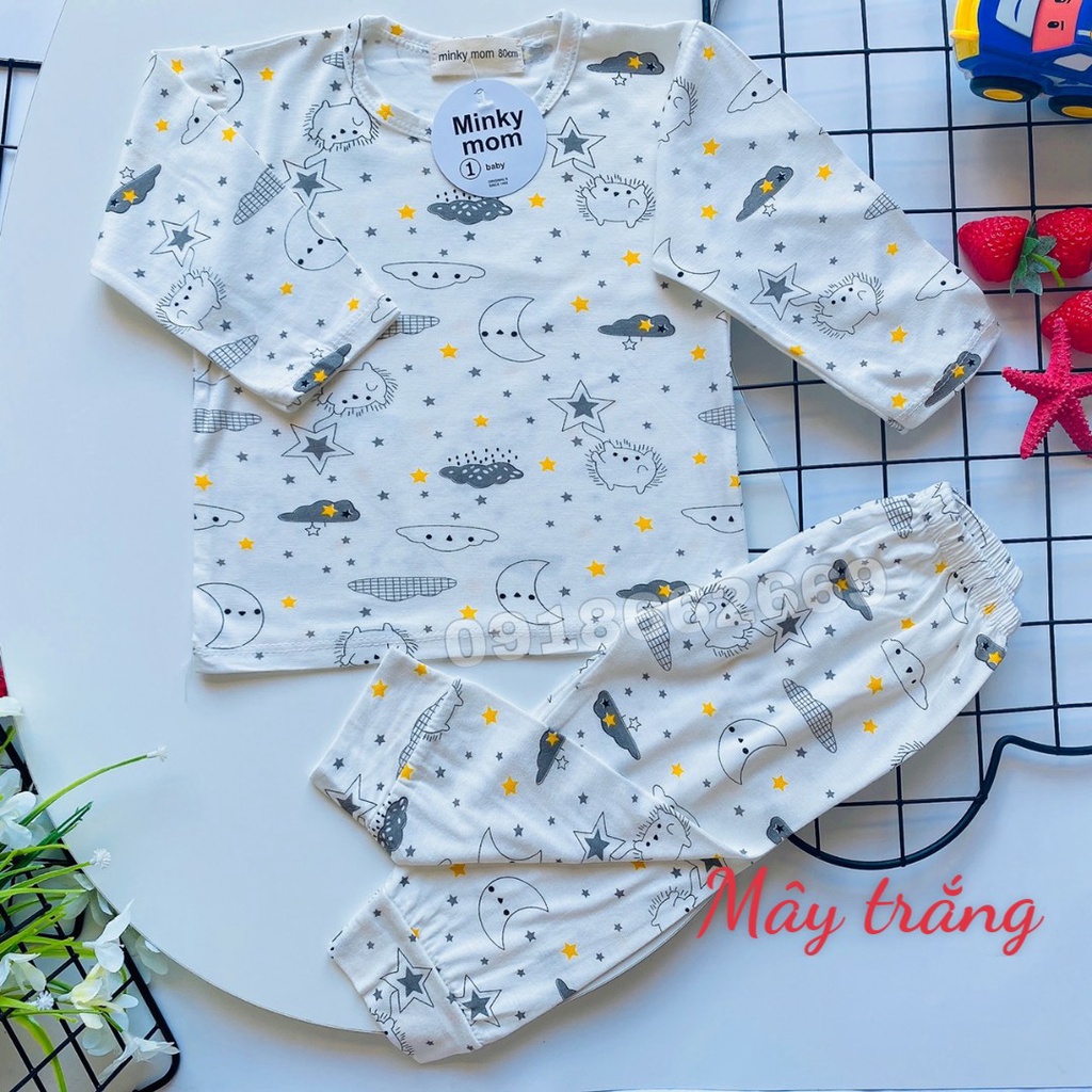 (Video+ ảnh thật) Bộ dài tay bé trai, bé gái Minky Mom in Họa tiết ngộ nghĩnh (vải thun lạnh) size 3-18kg