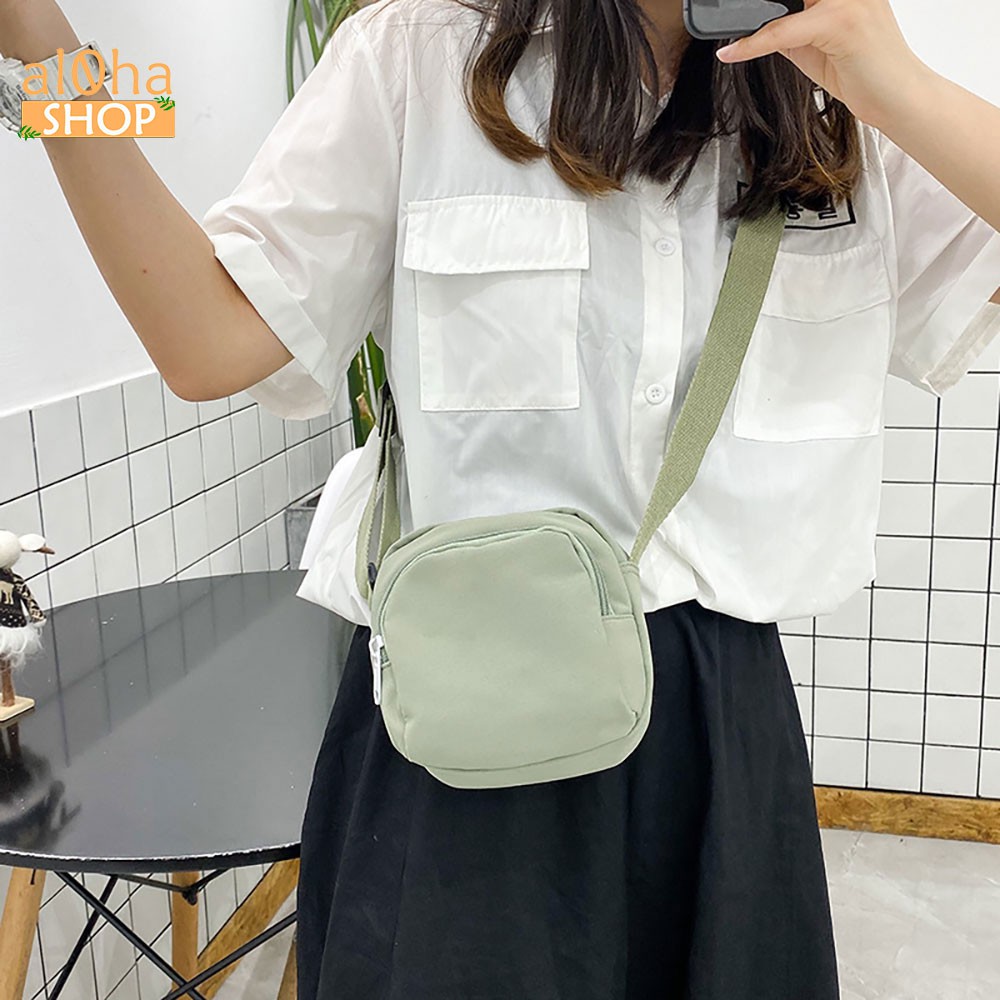 Túi đeo chéo vải bố canvas T0590 nữ trơn mềm, đẹp phong cách trẻ trung, cá tính