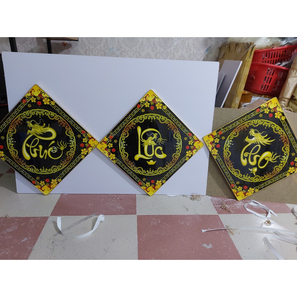 Bộ 3 Tranh Phúc Lộc Thọ hình thoi- Treo đâu cũng đẹp