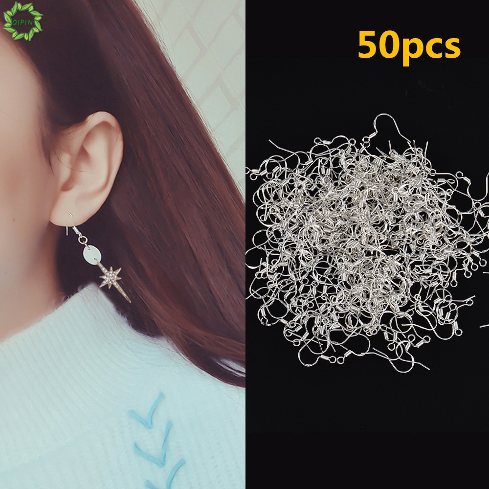 [COD/QIPIN] Simple 50PCs Silvered Handmade DIY Earring Hooks Jewelry Accessory Ear Wire Set
