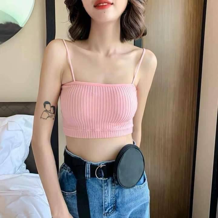 Áo Bra 2 Dây Gân Tăm💖FREESHIP💖Áo Bra Quây Cotton Tăm Siêu Xinh