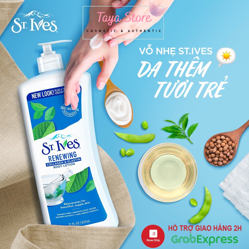 Sữa dưỡng thể dưỡng ẩm St. Ives Bơ Lúa Mạch, Collagen và Vitamin E Body Lotion Mỹ 621ml