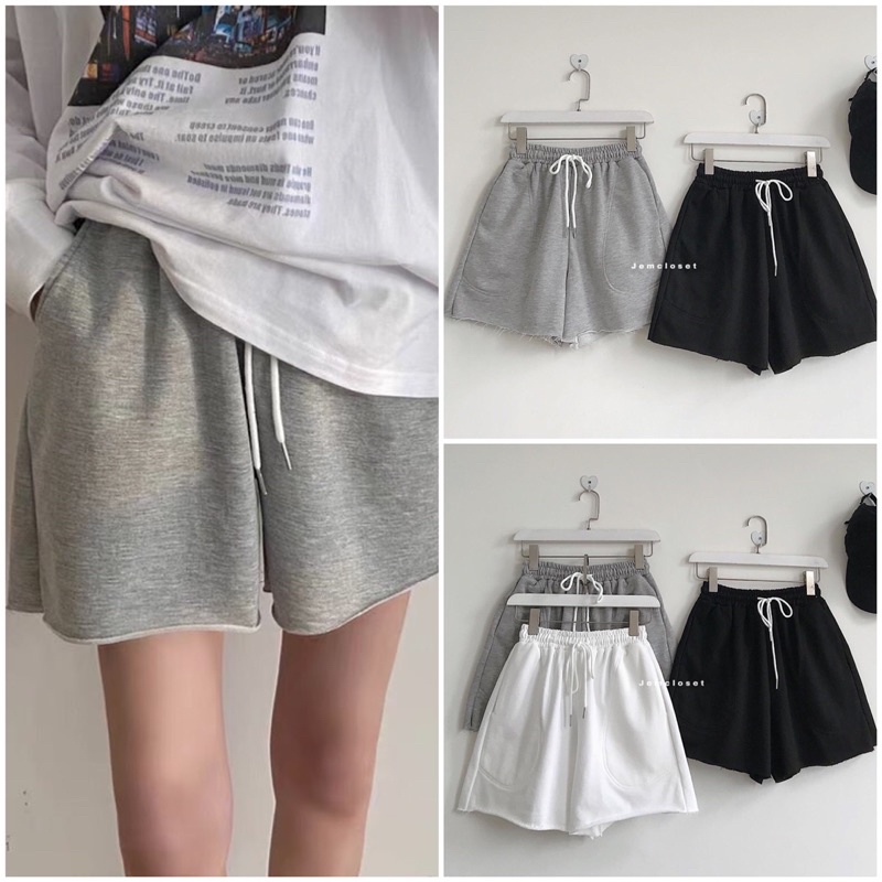Quần short unisex / Quần đùi ngắn nữ vải trơn (kèm ảnh thật) | BigBuy360 - bigbuy360.vn