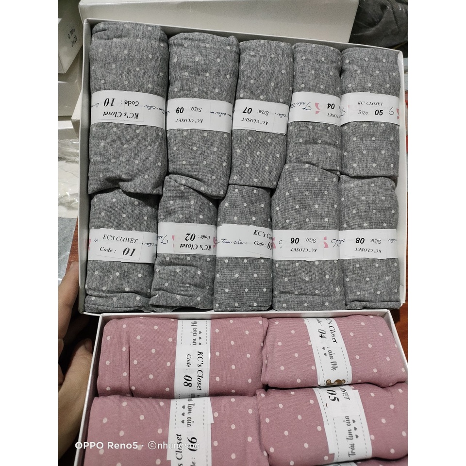 (size nhí 4-14kg) Quần legging trơn/chấm bi đính nơ cho bé (hàng hộp 10c/hộp)