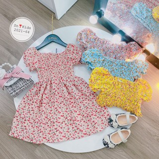Xả Váy nhún ngực hoa nhí bé gái