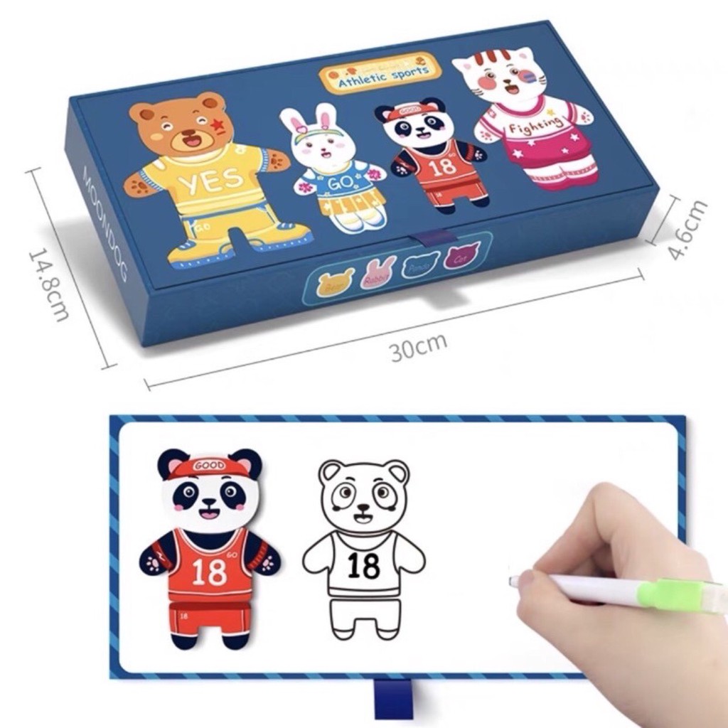 Bộ ghép hình có nam châm phối đồ cho Gấu Thỏ, 5 chủ đề đoàn xiếc, trường học, cảnh sát..  - Beofamily