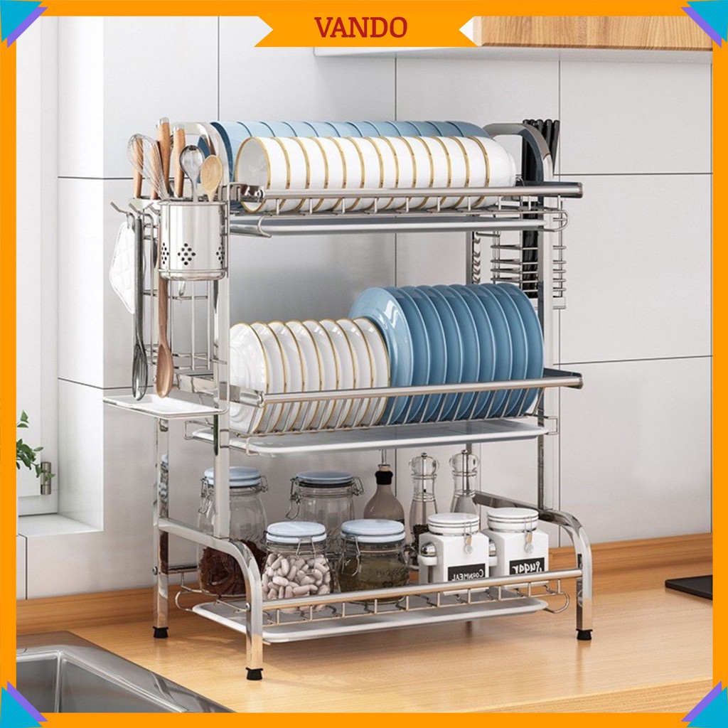 Kệ để bát đĩa inox 304 cao cấp chống Vi khuẩn, han gỉ, bám bẩn Vando