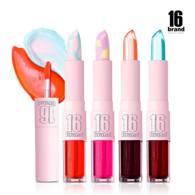 HOT] [Sự Kết Hợp Sắc Màu Độc Đáo, Thú Vị] Thỏi Son 2 Đầu Tint - Thạch 16Brand T&G Tint & Gloss