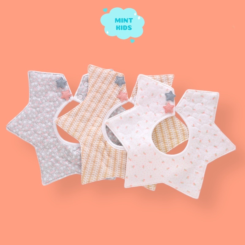Yếm Tròn Đính Sao Cotton Mềm Mại Hoạ Tiết Dễ Thương Cho Bé Yêu
