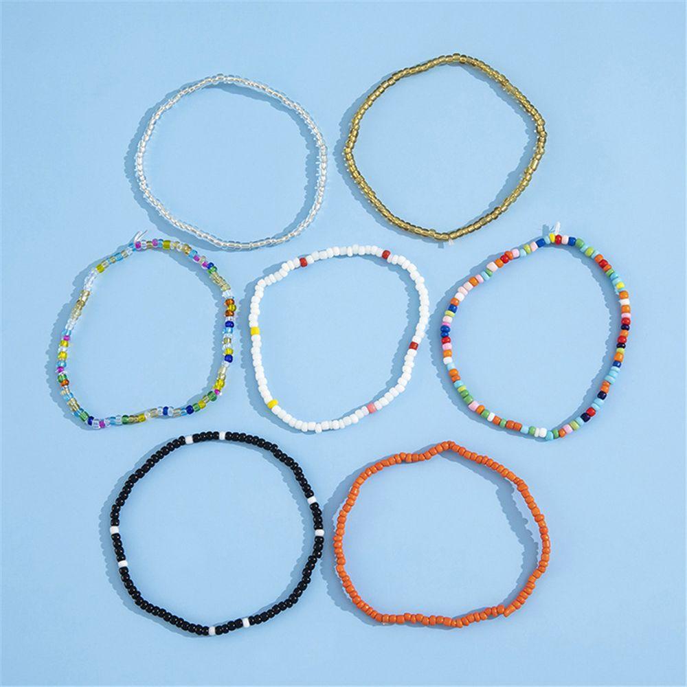 NEXTVN Set 7 Lắc Chân Co Giãn Đính Hạt Màu Sắc Cầu Vồng