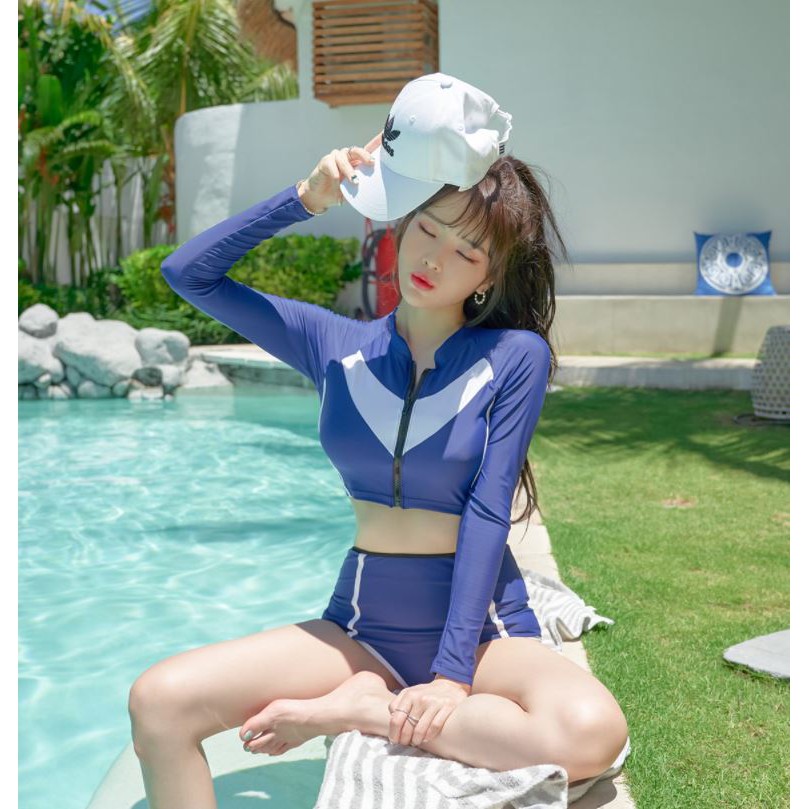 Đồ bơi tay dài chống nắng, bikini hai mảnh áo ngực có gọng loại xịn 2 lớp dày dạn Hàn Quốc | BigBuy360 - bigbuy360.vn