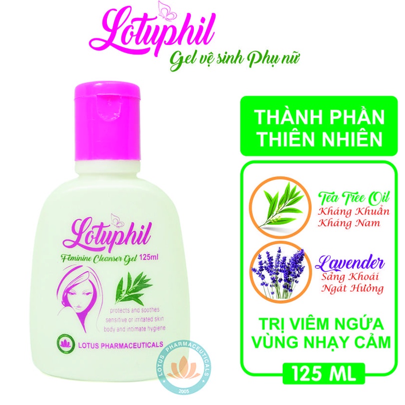 Gel vệ sinh phụ nữ Lotuphil 125ml, Làm sạch và loại bỏ mùi hôi vùng kín - Hàng Chính Hãng kèm quà tặng 39k - Lotuspharma