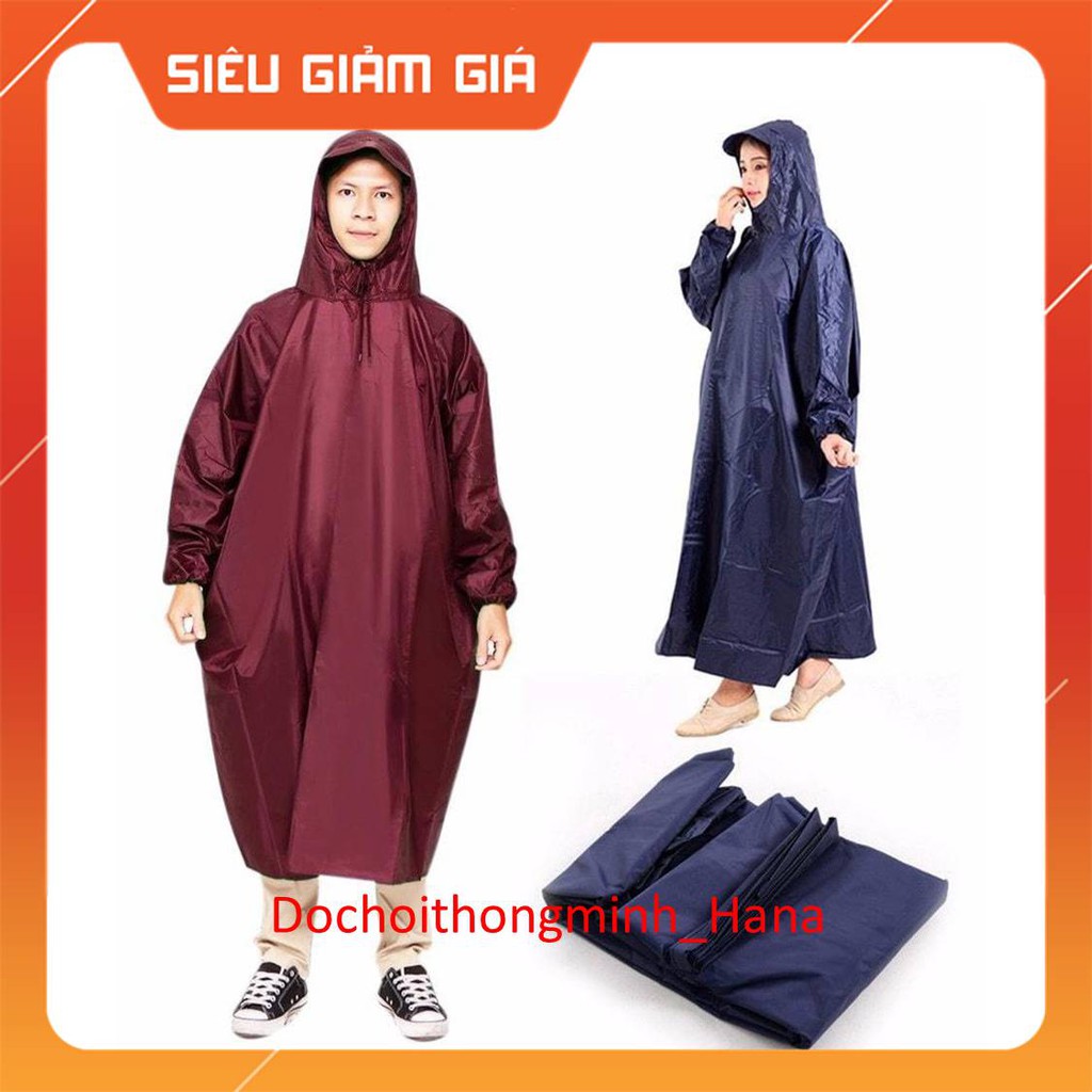 Áo Mưa Vải Dù  [ 1m4 - VẢI DÙ ]  Áo mưa người lớn,Dạng bit không xẻ tà,Vải dù siêu bền,không họa tiết.