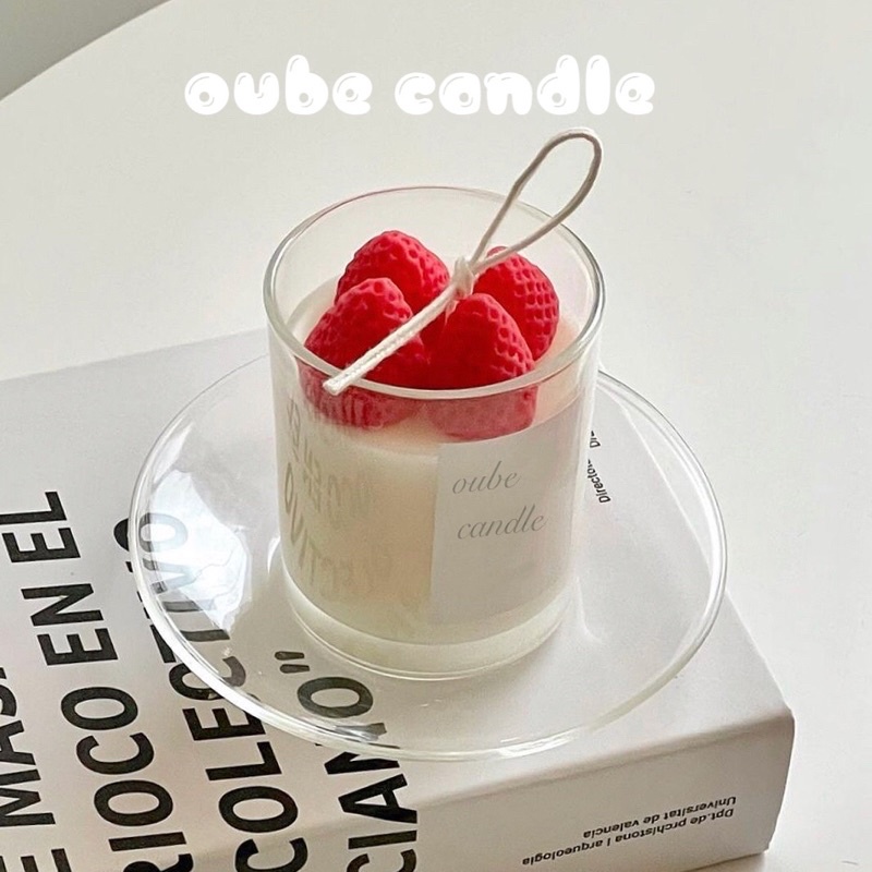 Nến Thơm Cao Cấp Tạo Hình Ly Dâu Tây Không Khói Thư Giãn 120g Sáp Thiên Nhiên | Oh My Candle NT66