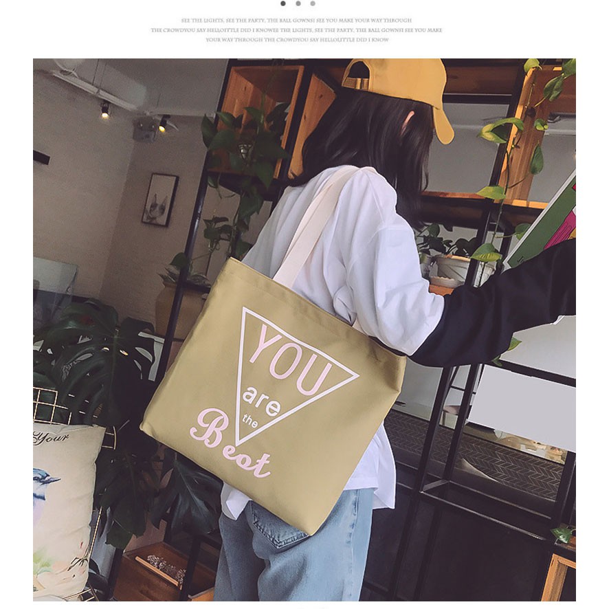 Canvas Bag Women's Shoulder Big Capacity Korean Version Of The Student Bag Handquarial Bag Messenger Handbag Wild Shoppi