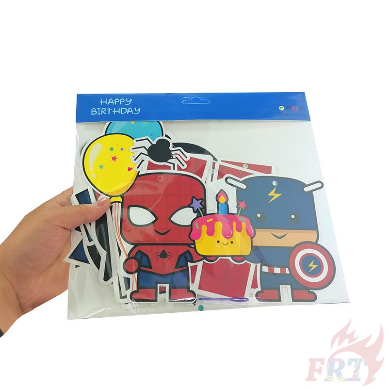 Dây cờ treo trang trí tiệc sinh nhật hình siêu anh hùng 02