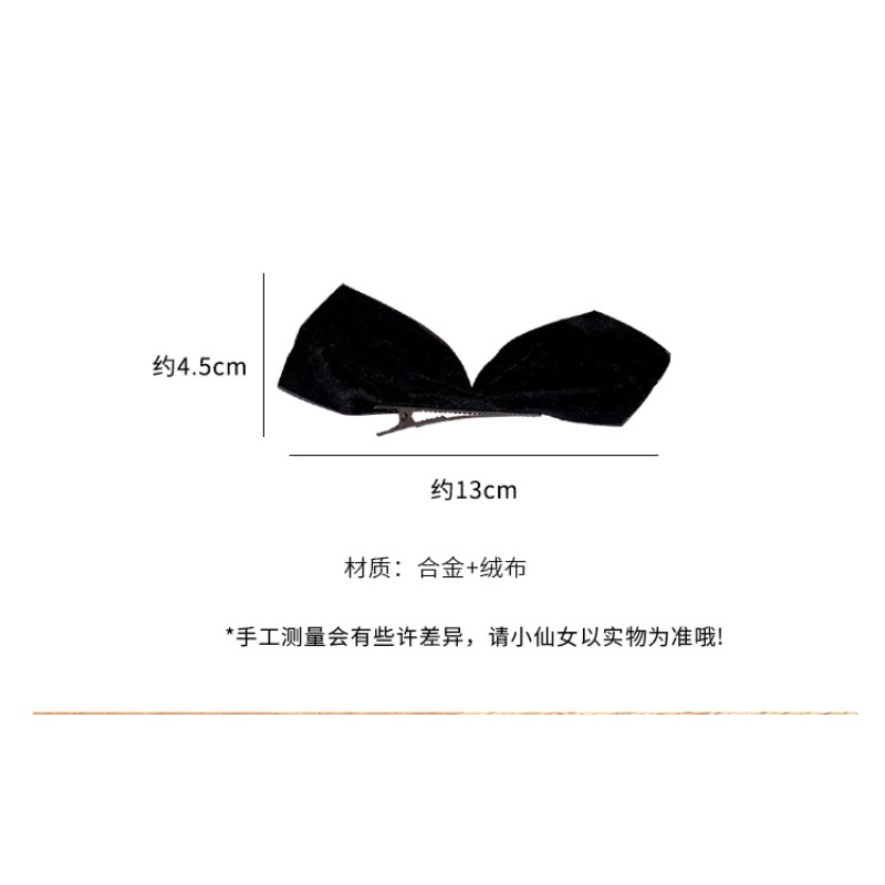Kẹp Tóc Nơ Vải Nhung Đen Phong Cách Hàn Quốc Dễ Thương Cho Nữ