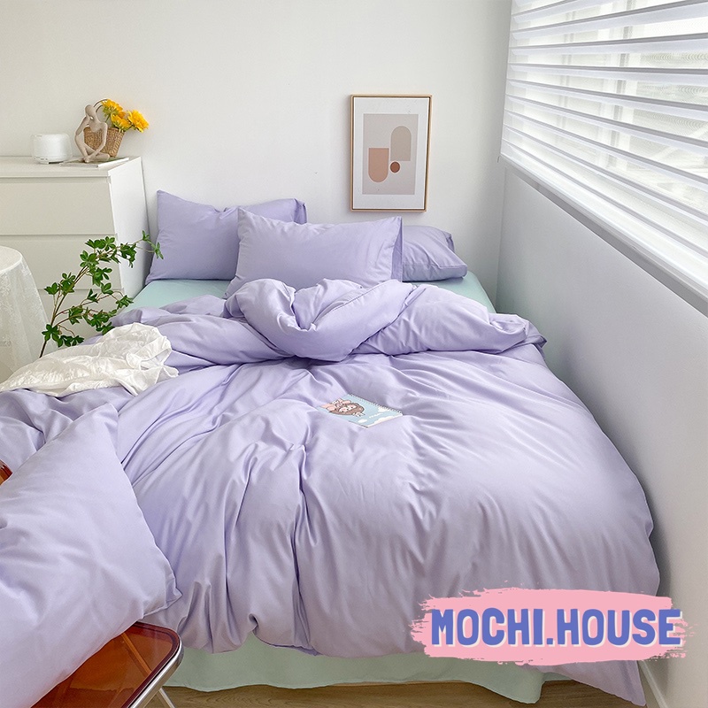 Bộ chăn ga gối cotton tici notag Mochi.house, màu sắc vintage, mẫu mới hot trend