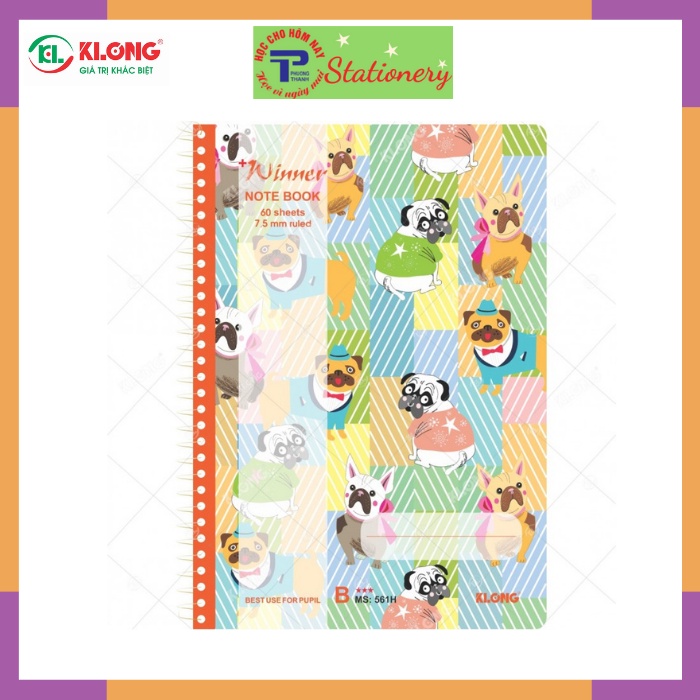 Vở kẻ ngang lò xo đơn Klong B5 80tr, 120tr, 200tr định lương 58/90 Winner; MS: 560,561,563